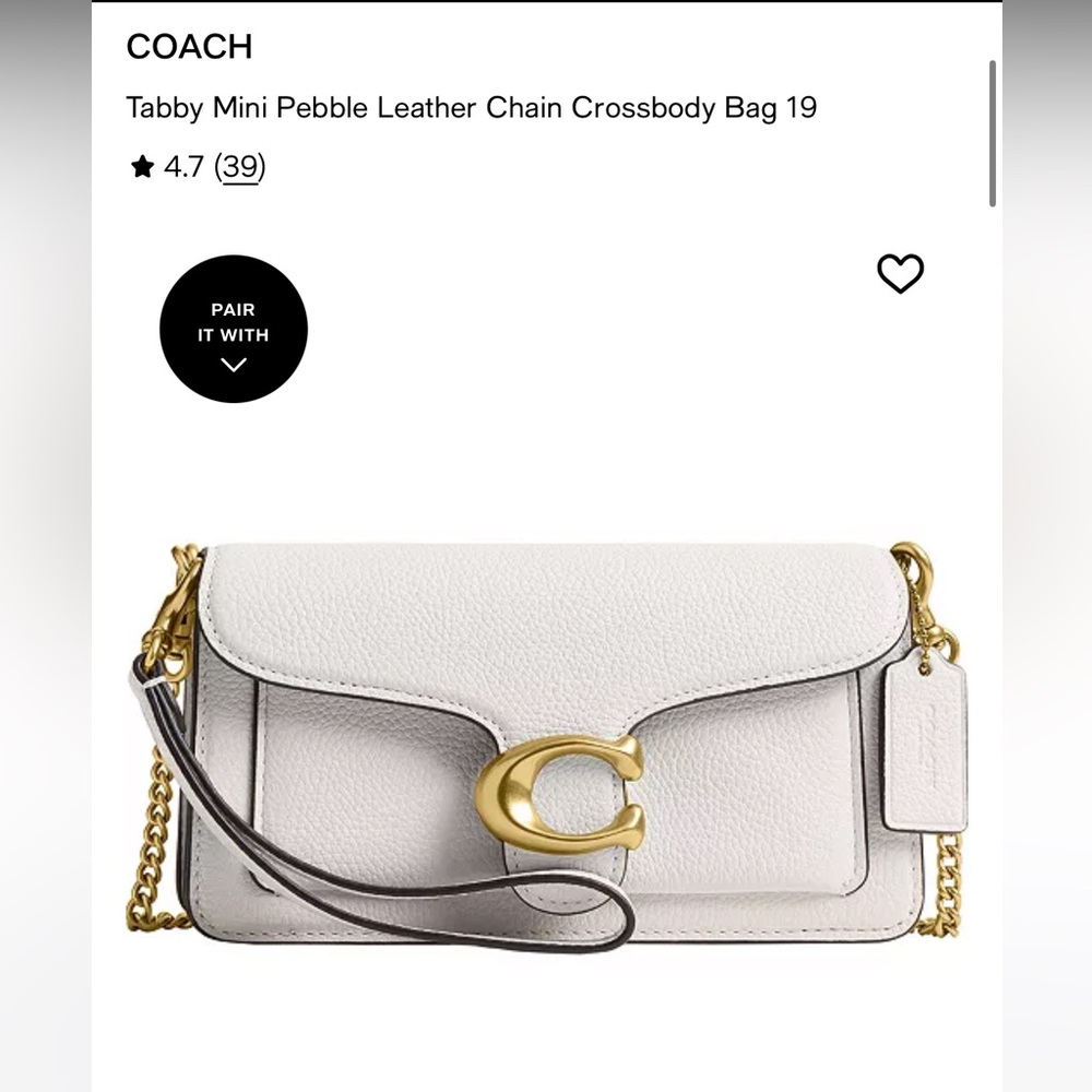 COACH Tabby Mini Pebble Leather Chain Crossbody Bag 19